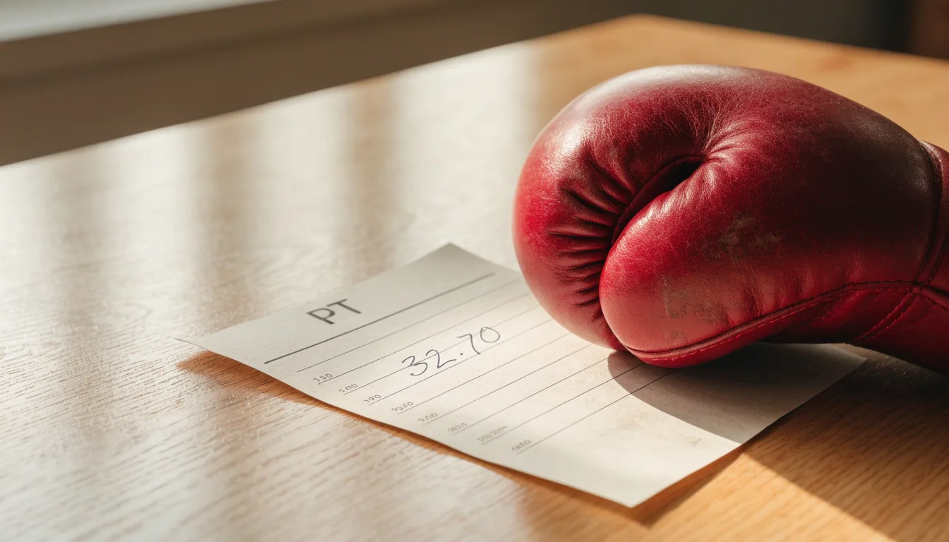 Uma bola de futebol pousada sobre um talão de apostas em branco numa mesa de madeira, à luz do dia