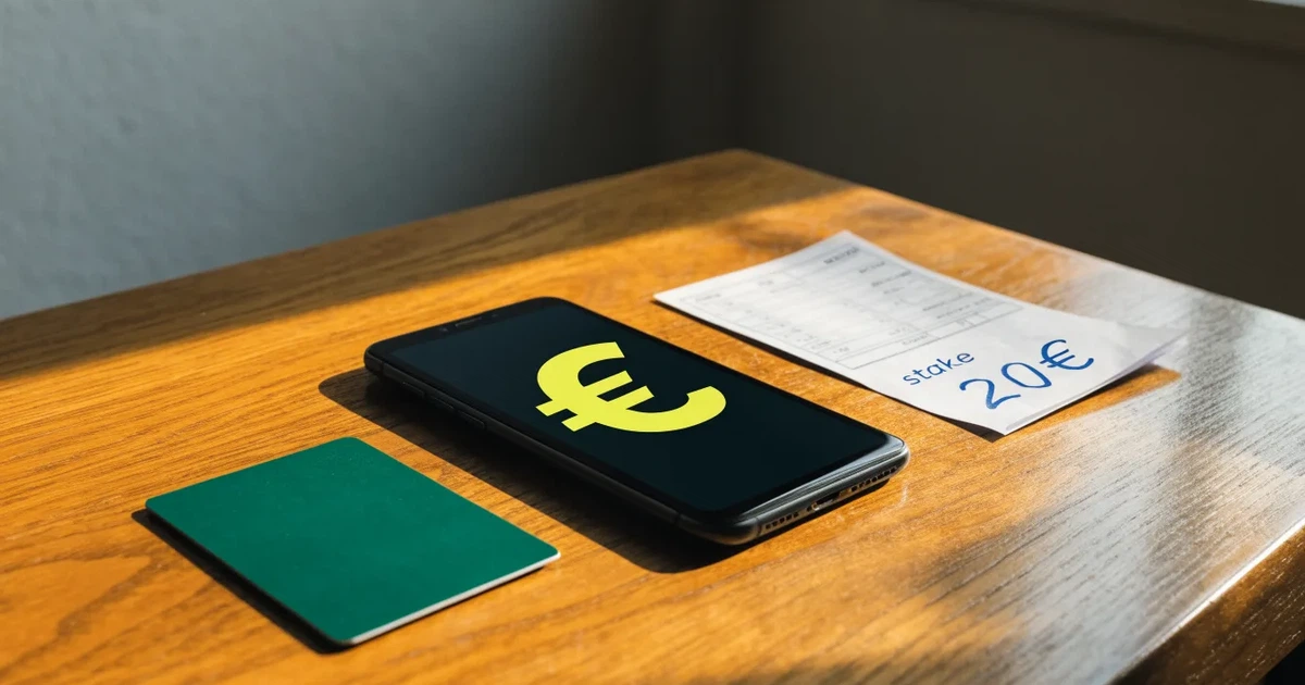 Um telemóvel e um cartão bancário lado a lado numa mesa de madeira, com algumas notas de euro ao lado
