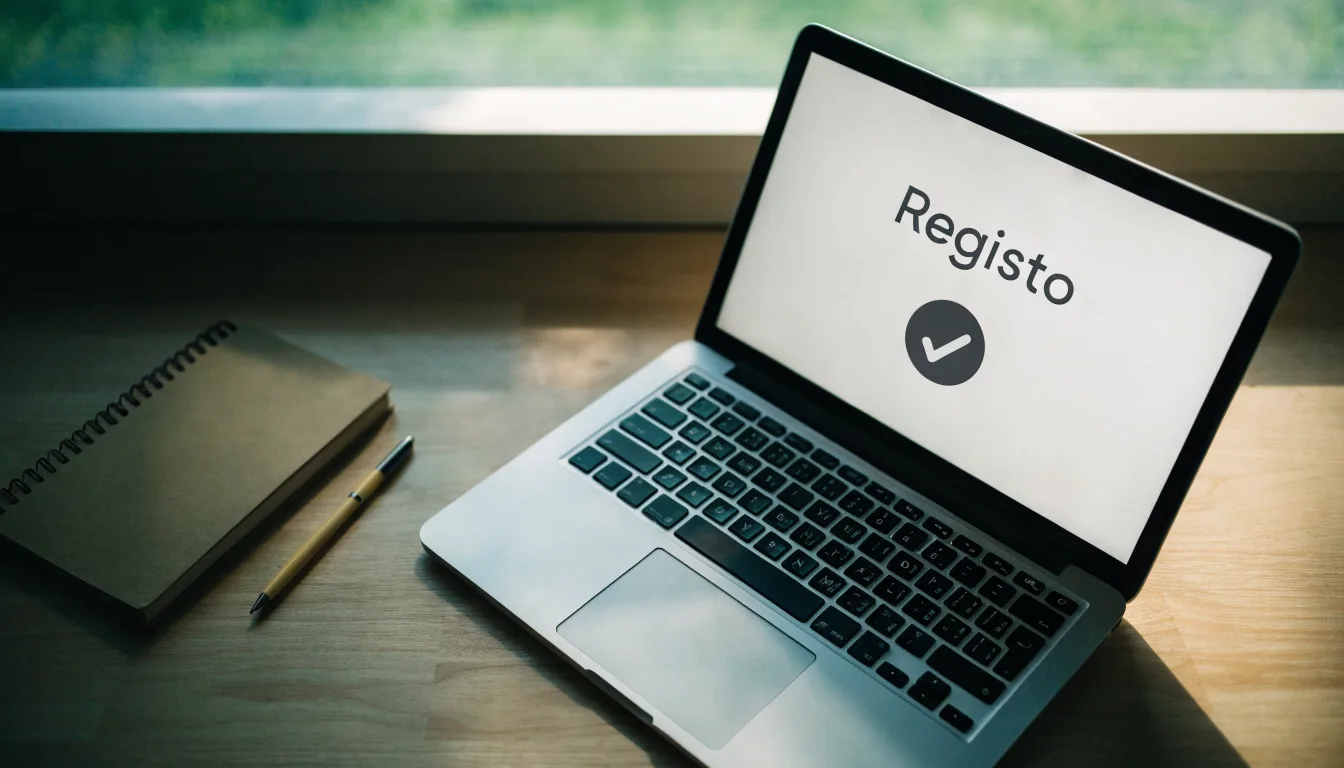 Uma folha de licença em papel com um selo vermelho, pousada numa secretária de madeira ao lado de uma caneta